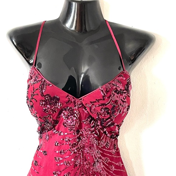 Lulus Keep Glowing Wine Red Sequin Lace-Up Bodycon Mini Dress - Picture 6 of 17